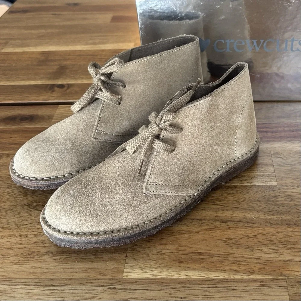 Crewcuts 1990 MacAlister boots suede Dark Chestnut Boys Size K 1 Made Italy NEW